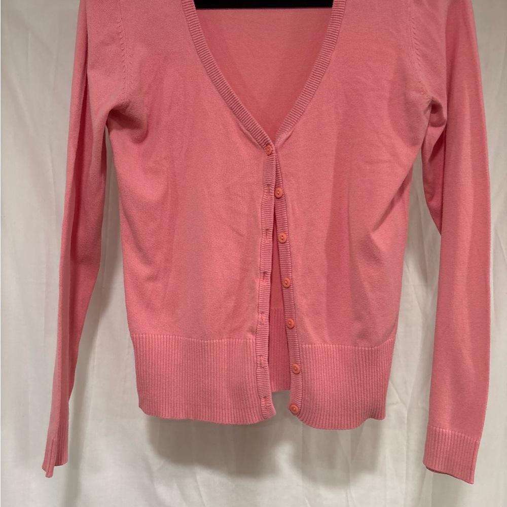 H&M Pink V-Neck Button-Front Cardigan
